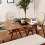 Touch Dining table set 6-pc. Nubuck leather Cream 4