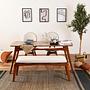 Touch Dining table set 4-pc. Nubuck leather Cream 1