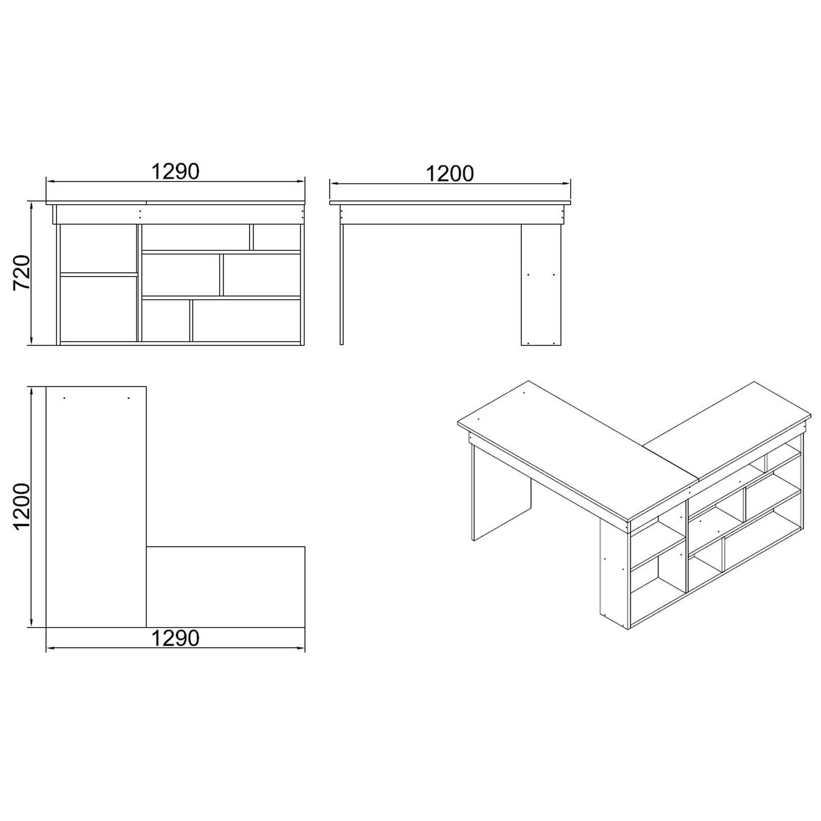 Corner desk with shelf White 6