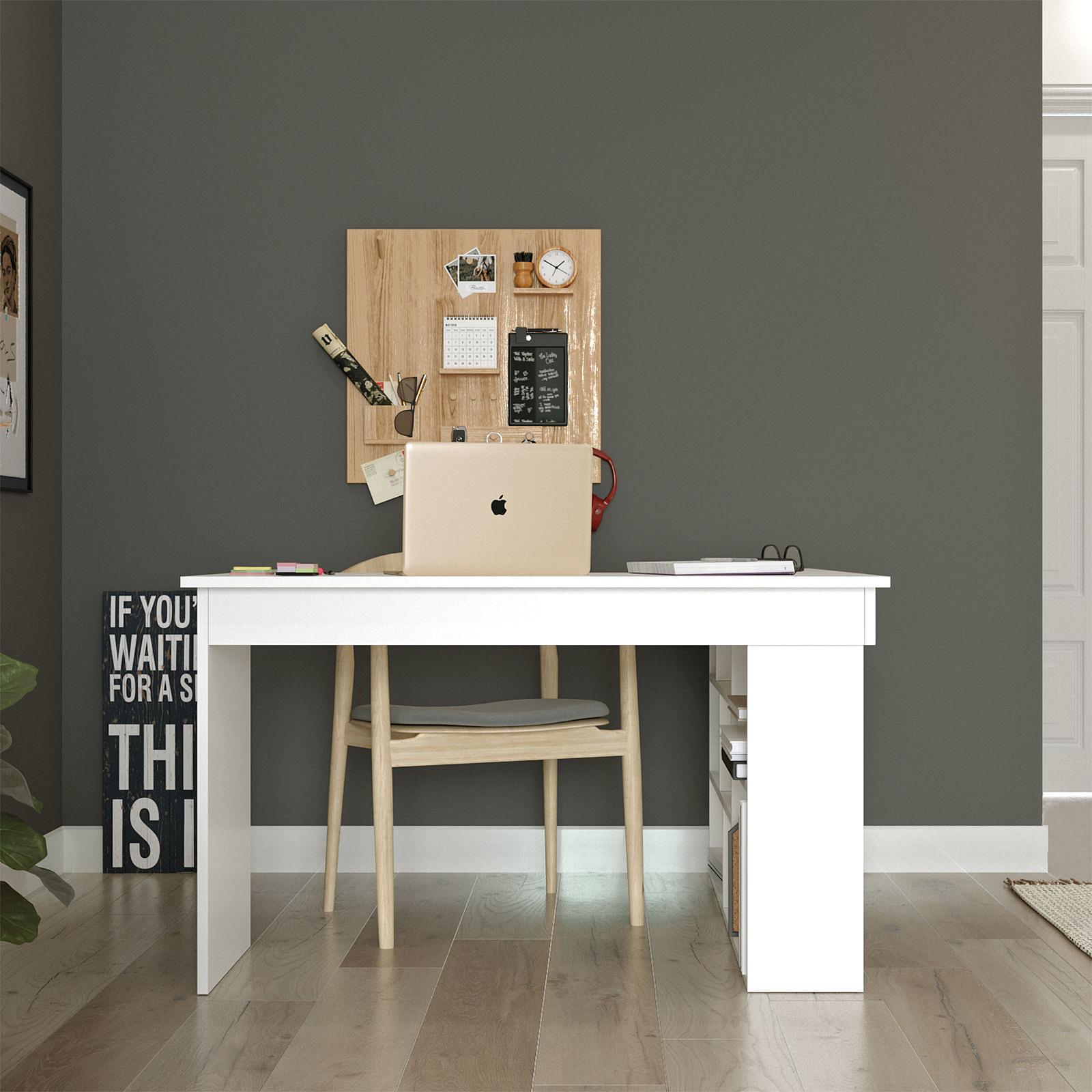 Corner desk with shelf White 3