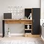Desk with cabinet Brown Black 1