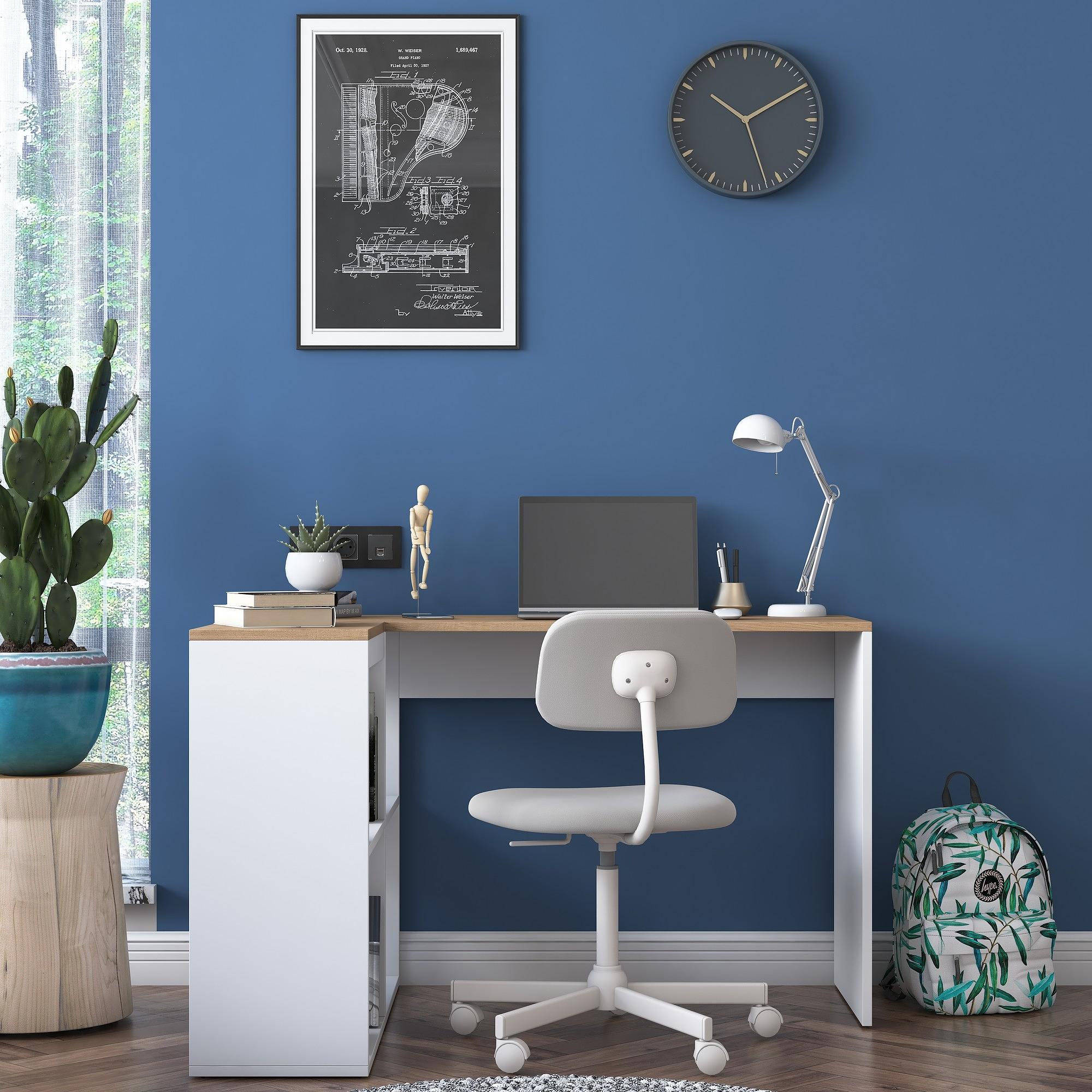 Corner desk with storage White Brown 2