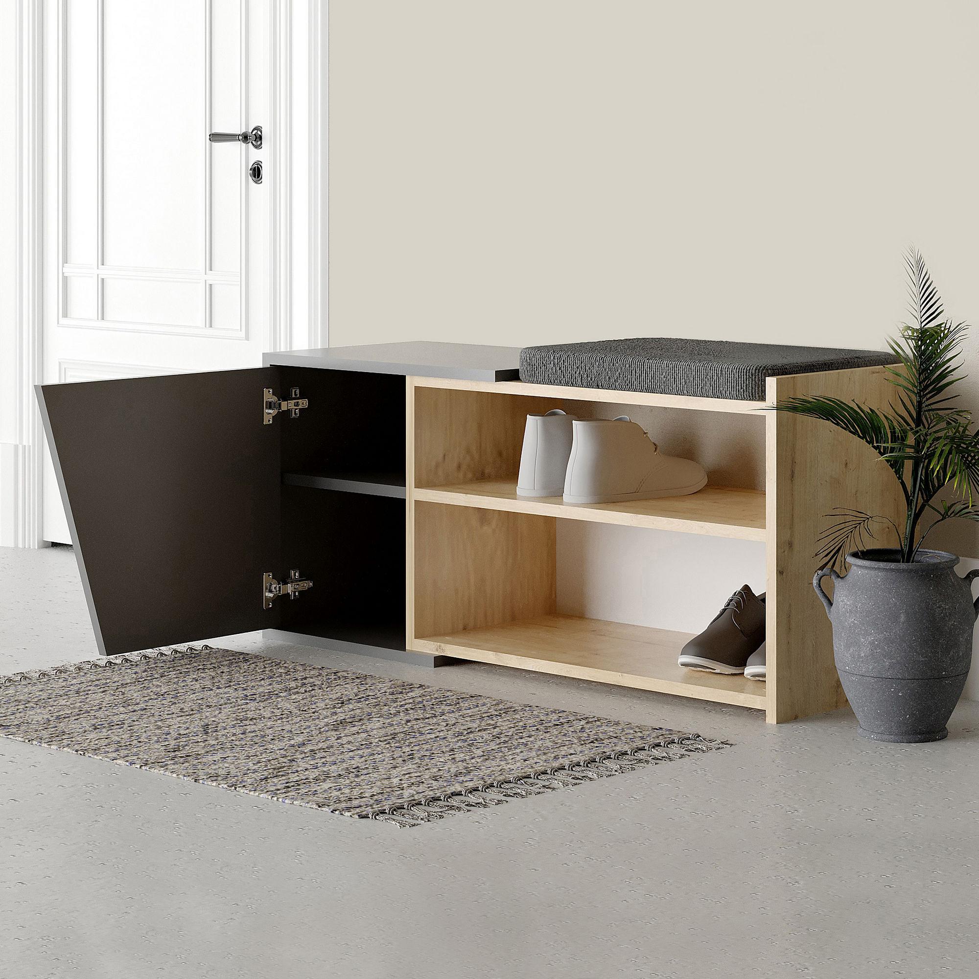 Fiona Schuhschrank Anthrazit Holzfurnier 1