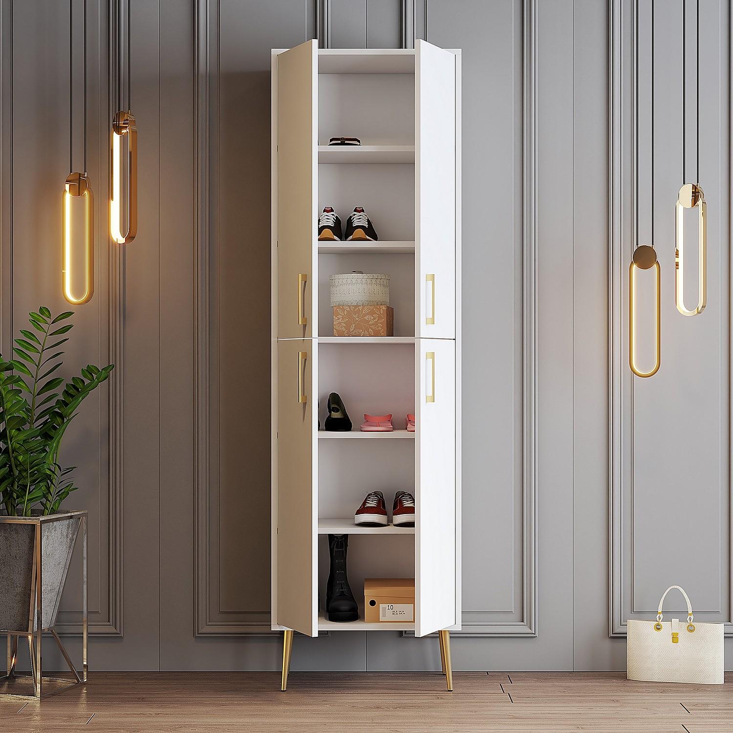 Benta Shoe Rack White Gold 1