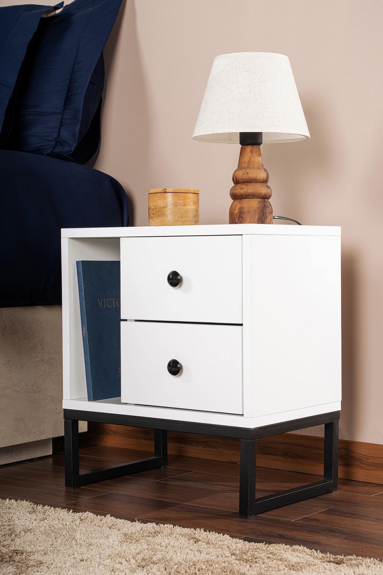 Glimmer Nightstand White with black legs 0