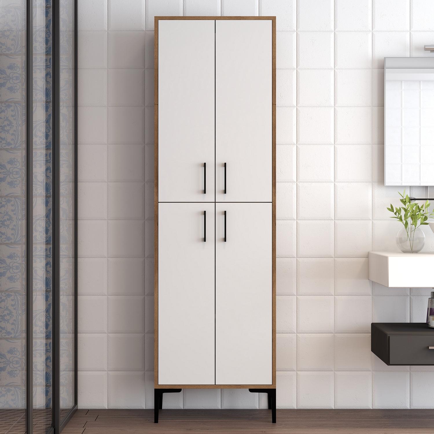 Benta Cabinet Walnut Brown White 1