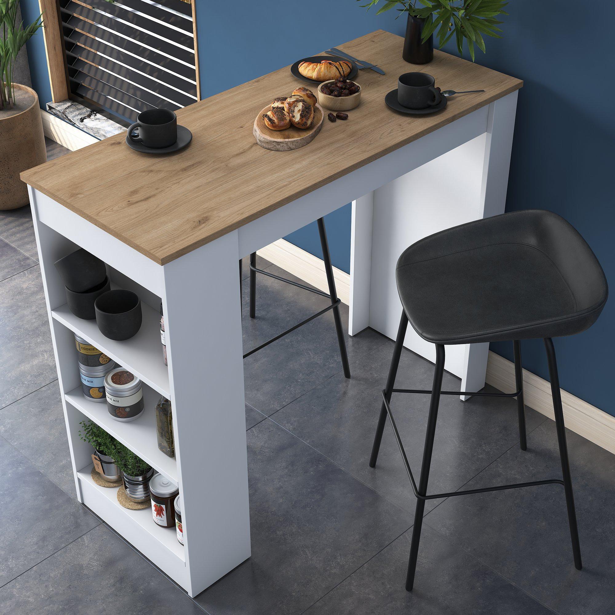 Bar table walnut brown white 0