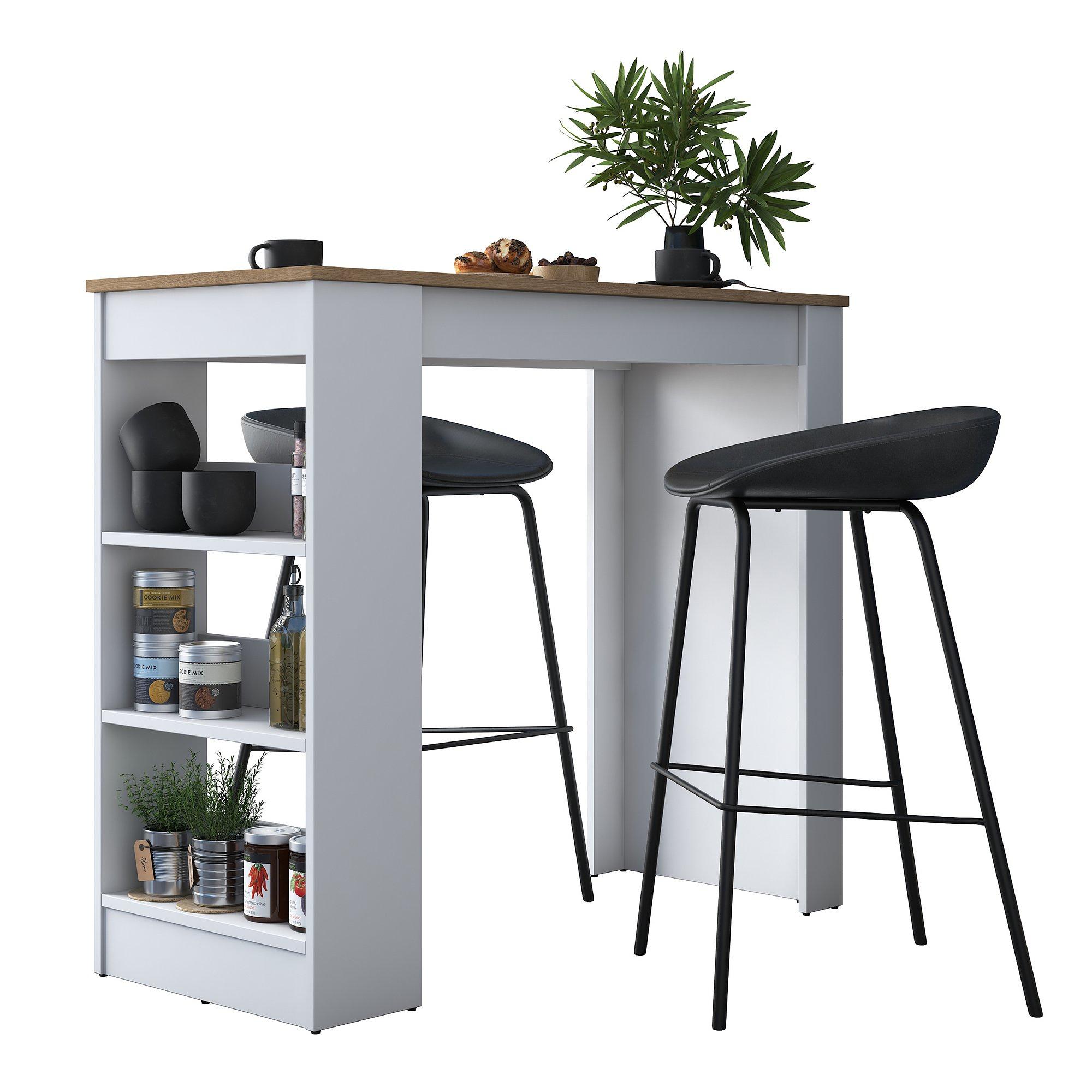 Bar table walnut brown white 4