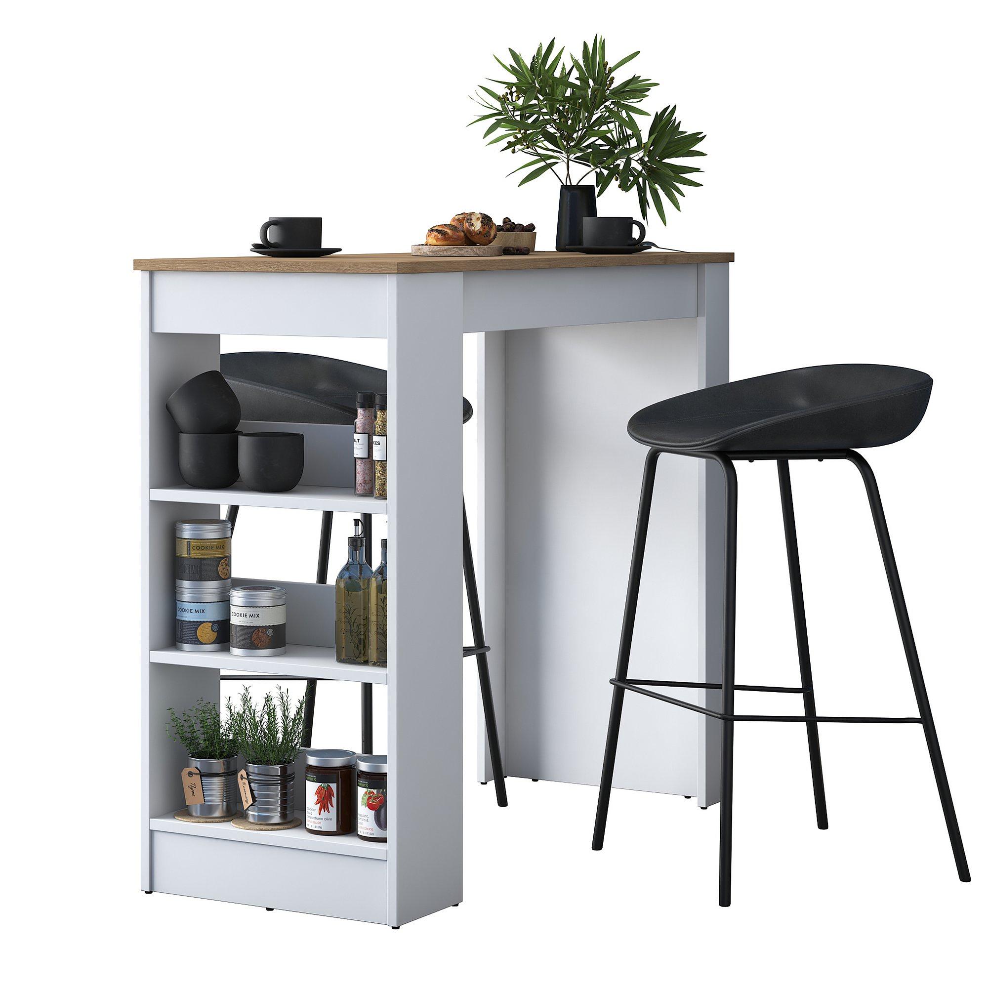 Bar table walnut brown white 3