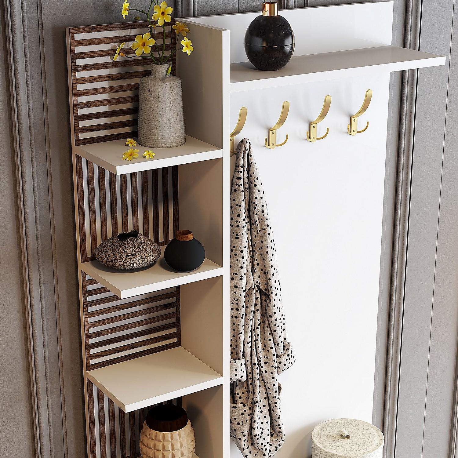 Vienna Wardrobe White with golden details 90cm x 200cm 3
