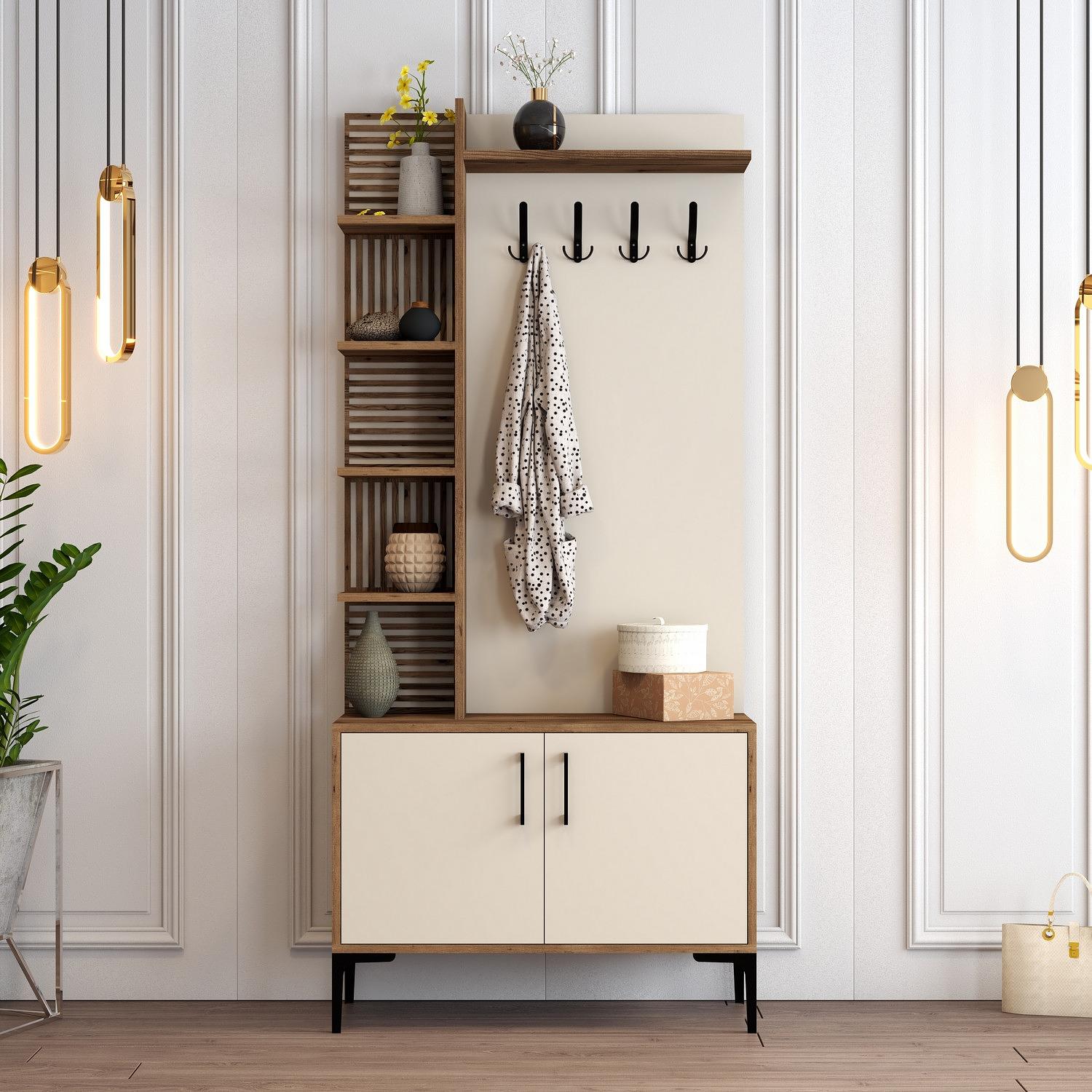 Vienna Wardrobe Walnut Brown Cream 90cm x 200cm 0