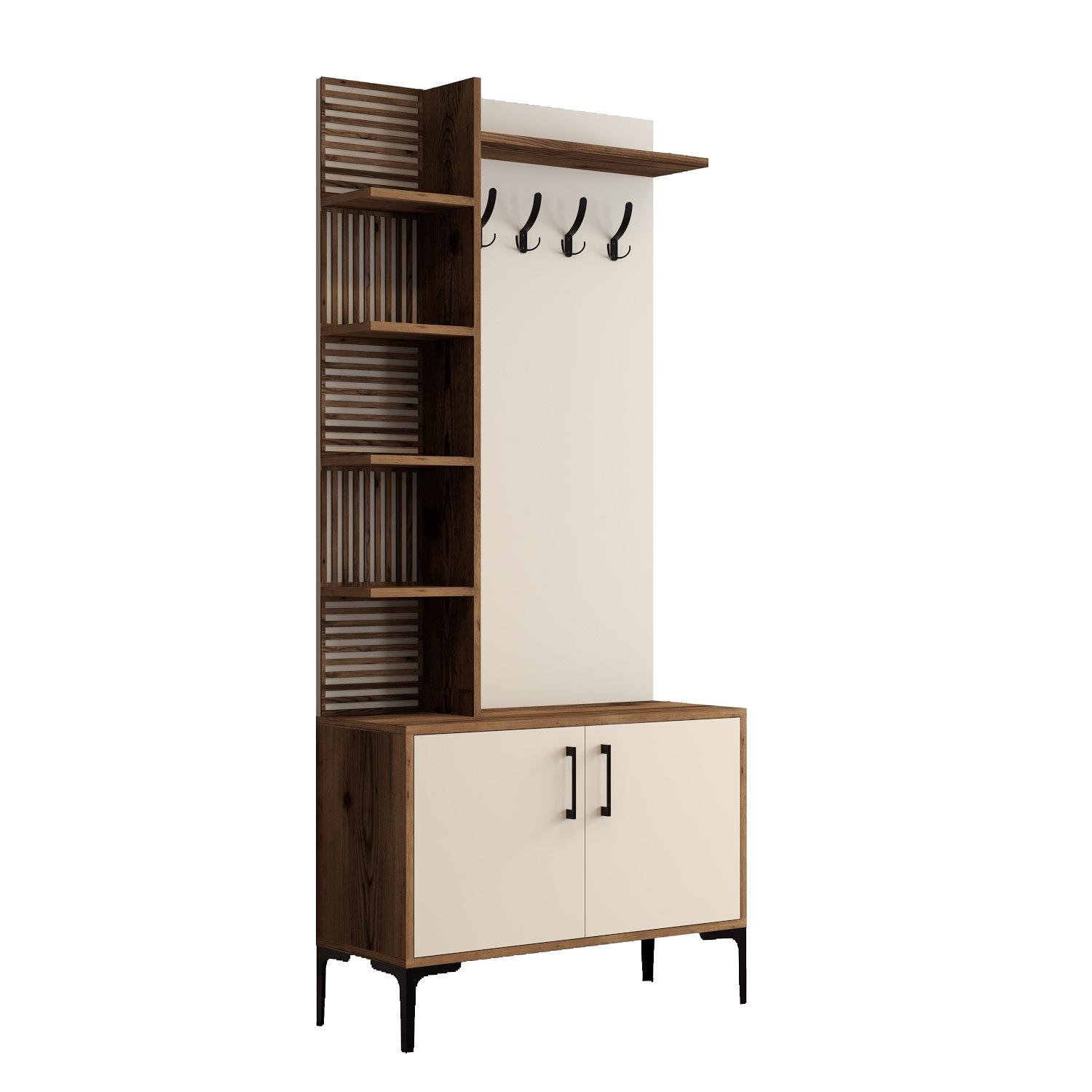 Vienna Wardrobe Walnut Brown Cream 90cm x 200cm 4