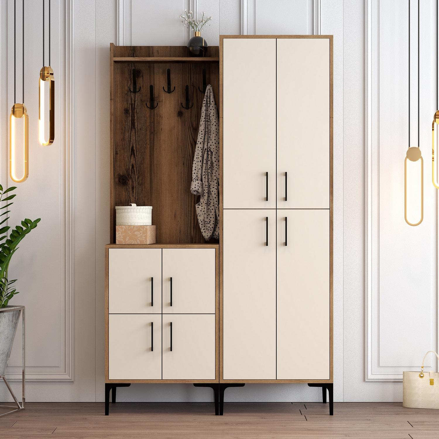 Ana Wardrobe Walnut Brown Cream 120cm x 200cm 0