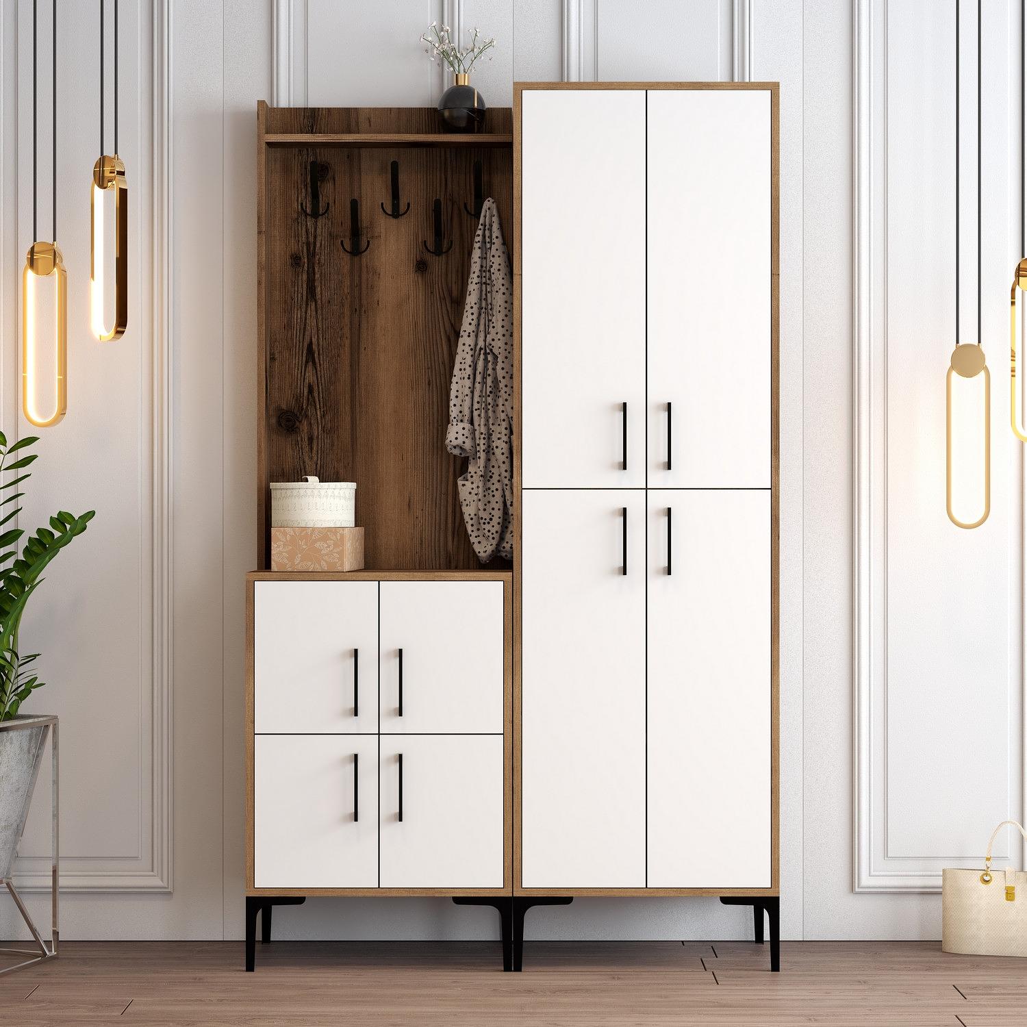 Ana Wardrobe Walnut Brown White 120cm x 200cm 0