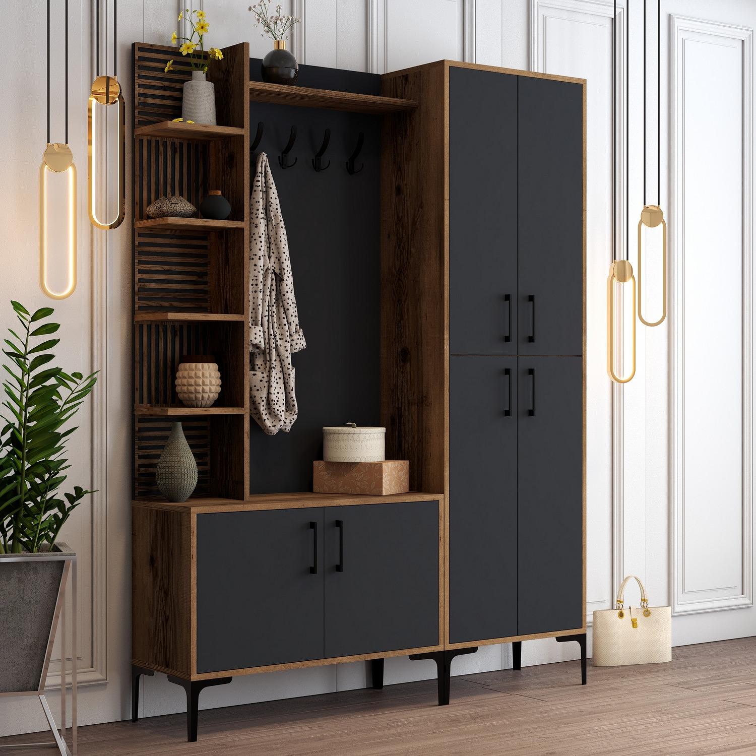 Extend Wardrobe Walnut Brown Anthracite 150cm x 200cm 2