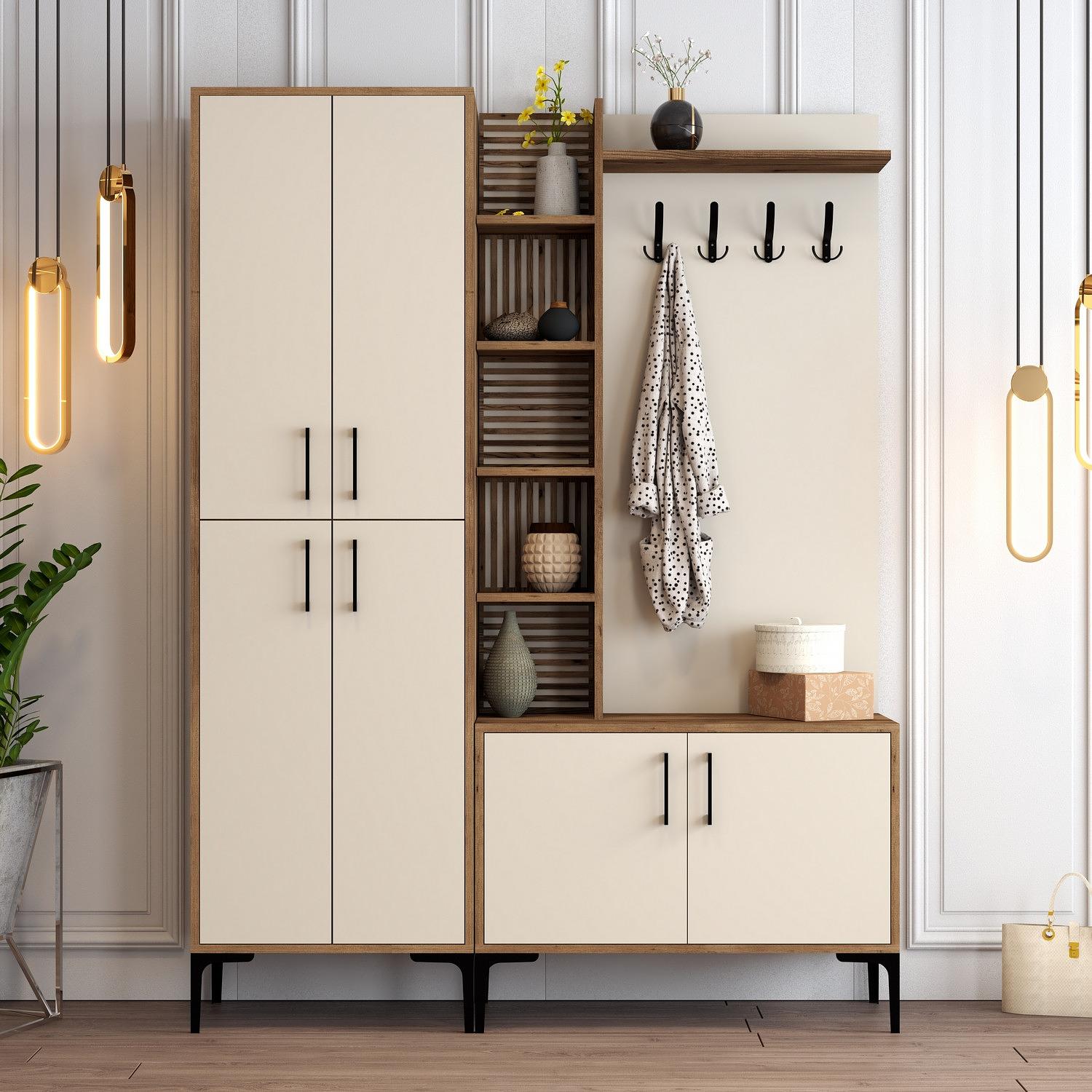 Walnut Brown Wardrobe Cream 150cm x 200cm 1