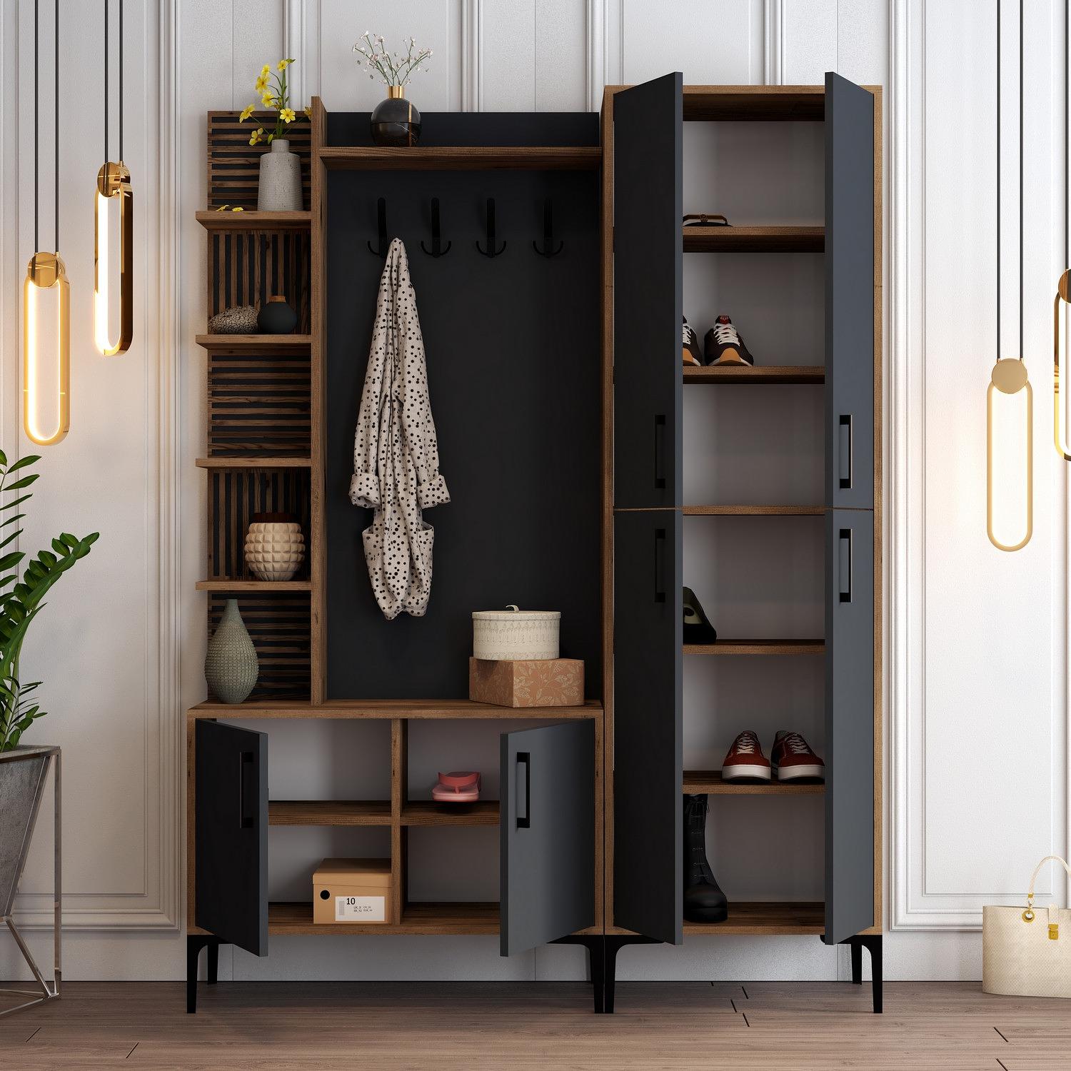 Extend Wardrobe Walnut Brown Anthracite 150cm x 200cm 3