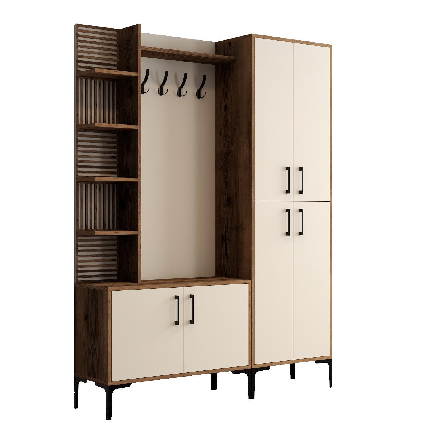 Walnut Brown Wardrobe Cream 150cm x 200cm 5