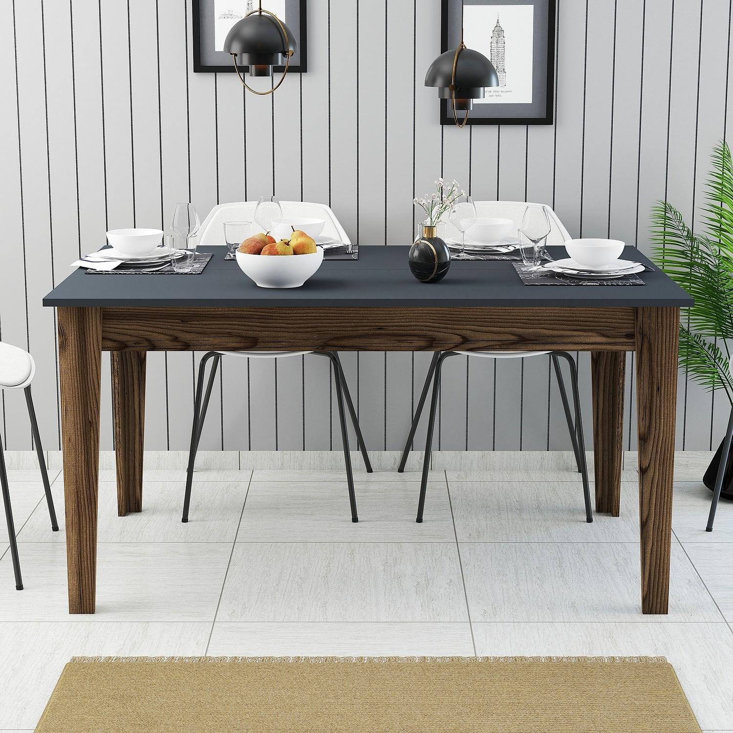 Milan Dining Table Walnut Brown Anthracite 145cm x 75cm 1