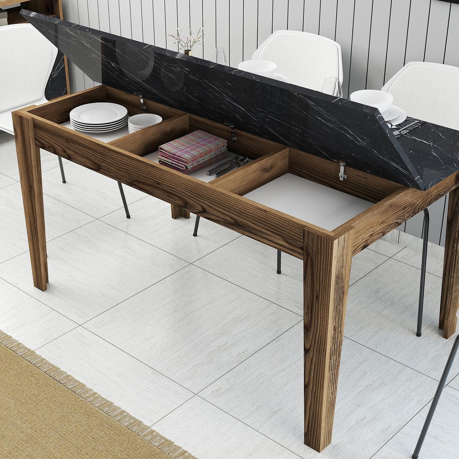 Milan Dining Table Walnut Brown Black 145cm x 75cm 3