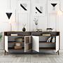 Milan Sideboard Walnut Brown White 180cm 2