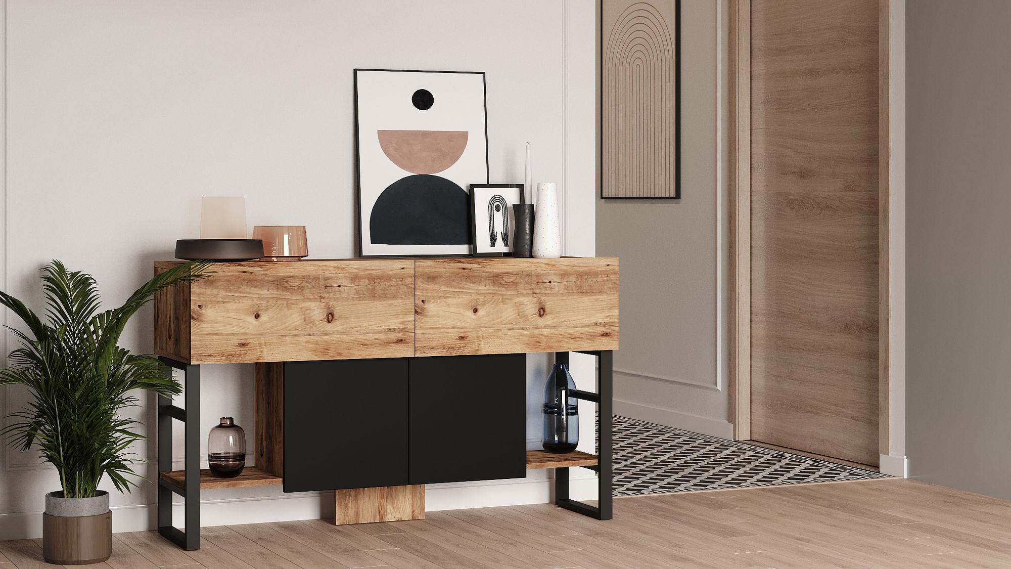 Console table with shelf brown 2