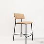 Marlen Bar Stool Faux Leather Metal Beige 0