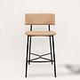 Marlen Bar Stool Faux Leather Metal Beige 1
