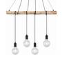 4-Flammige Pendelleuchte Eucalyptus Massivholz Eisen Schwarz 0