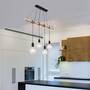 4-Flammige Pendelleuchte Eucalyptus Massivholz Eisen Schwarz 3