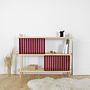 Brilliant 2 Shelf Ash Wood Red Plexiglass 0