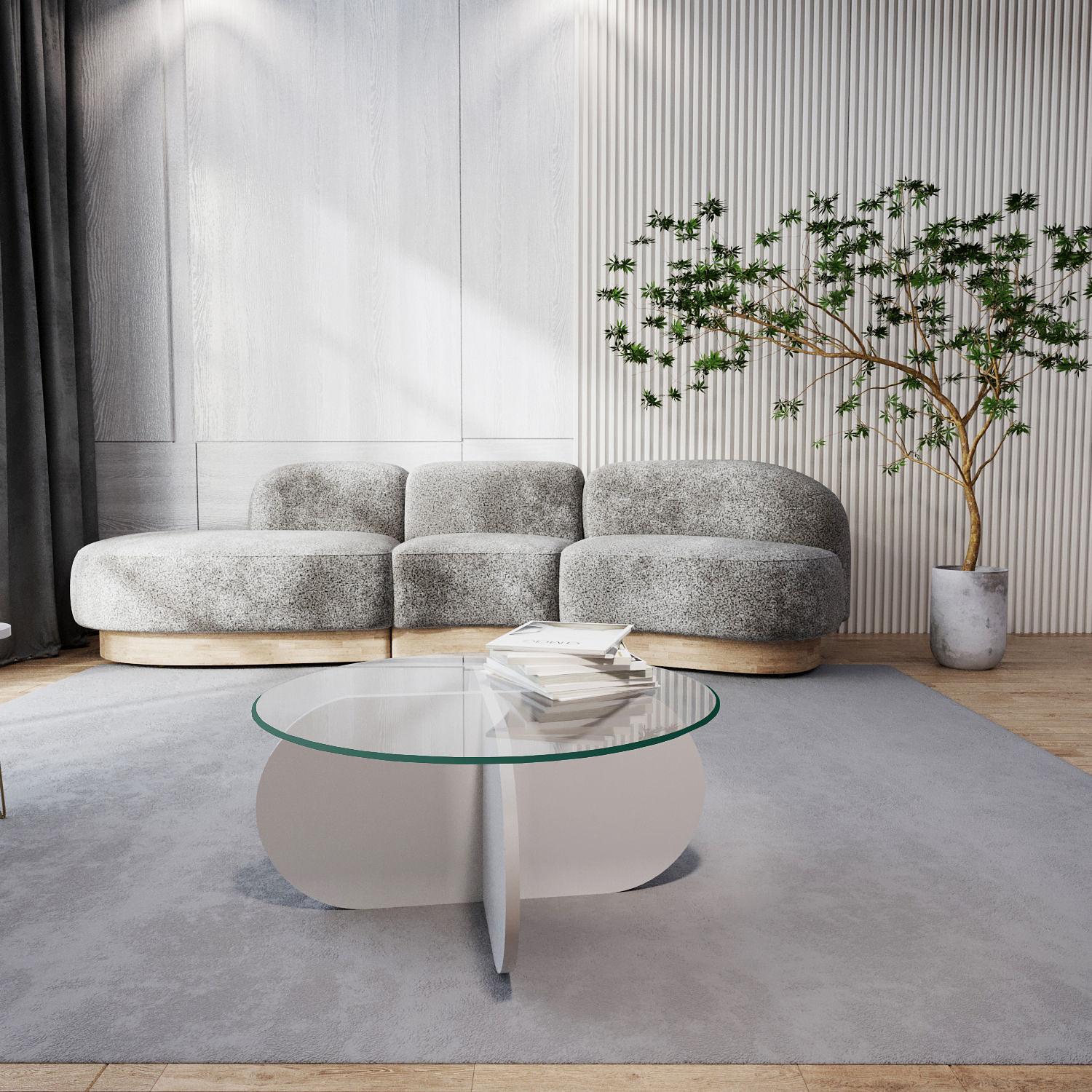 Bubble Coffee Table Safety Glass White Ø75cm 1
