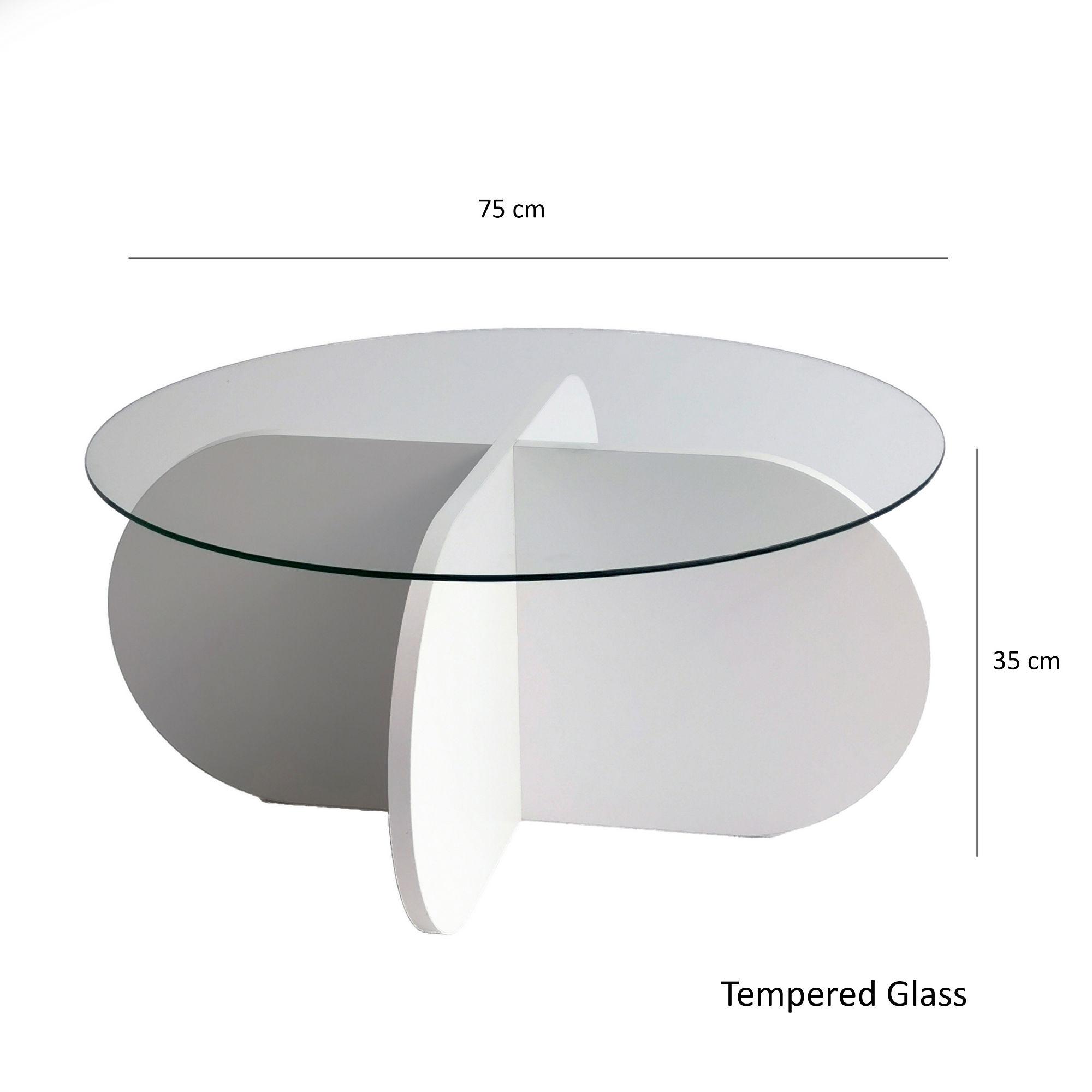 Bubble Coffee Table Safety Glass White Ø75cm 8