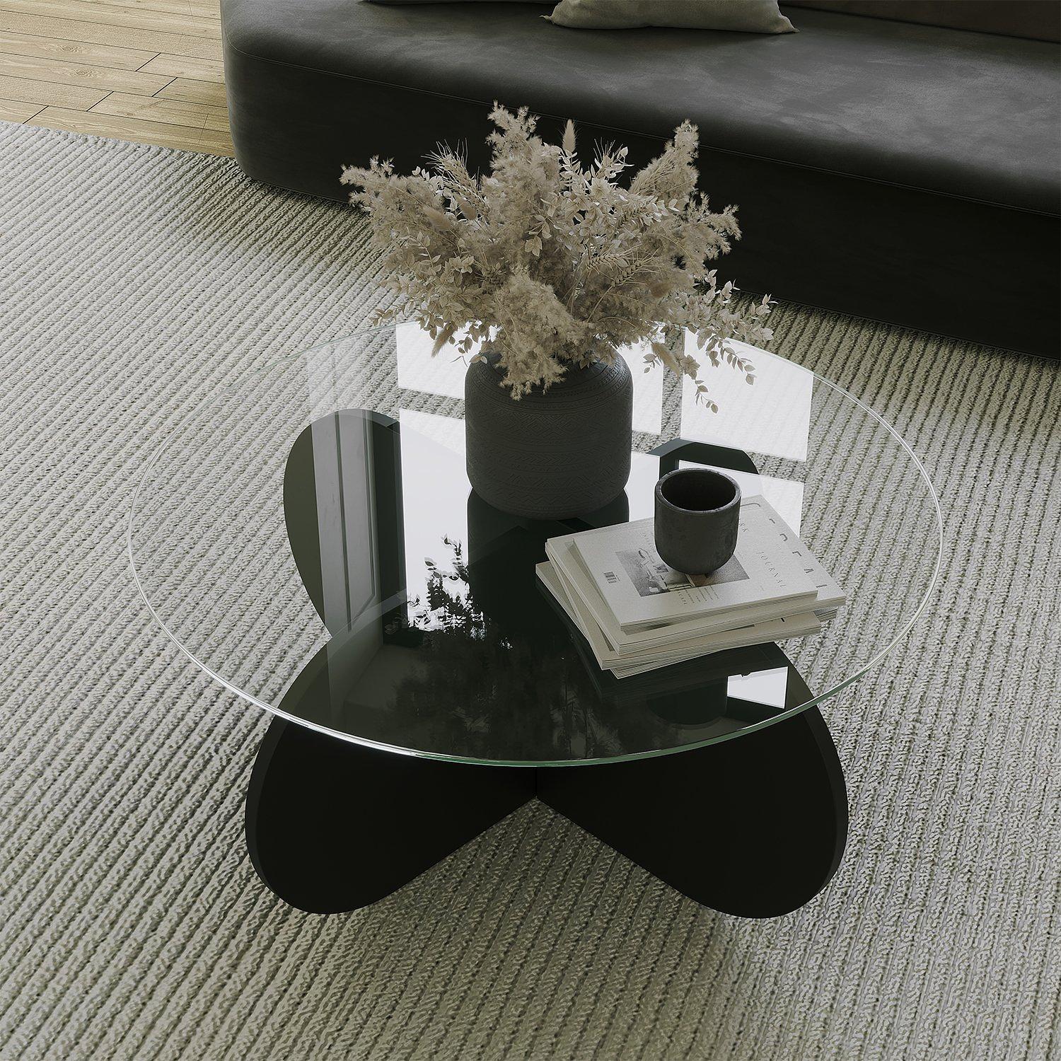Bubble Coffee Table Safety Glass Black Ø75cm 2
