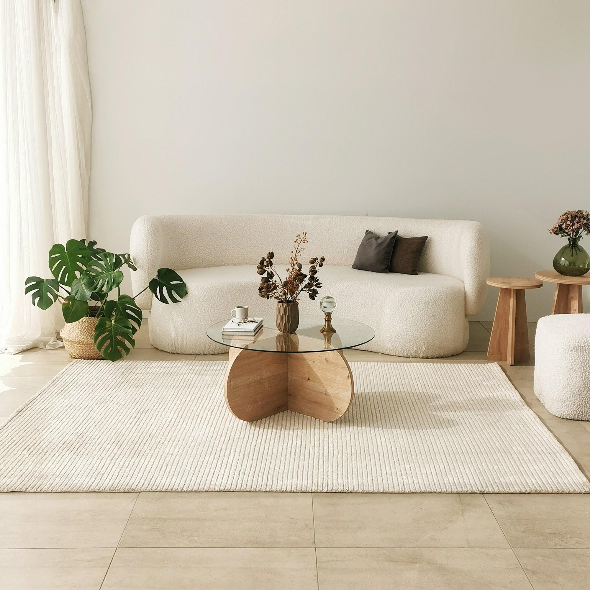 Bubble Coffee Table Safety Glass Oak Ø75cm 1
