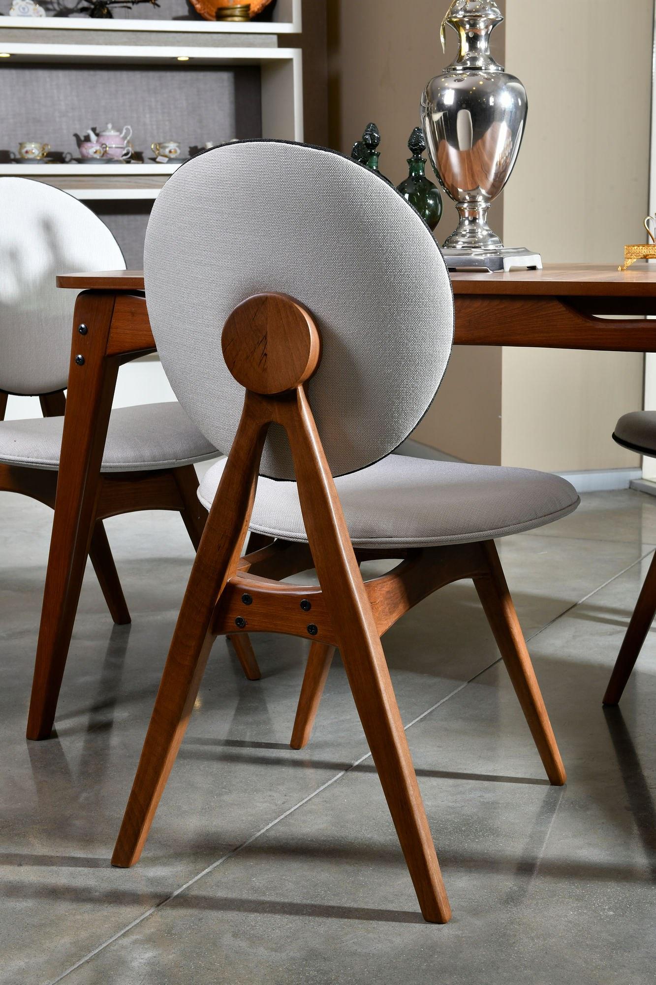 2x Touch Chair Wood Veneer Linen Cream 4