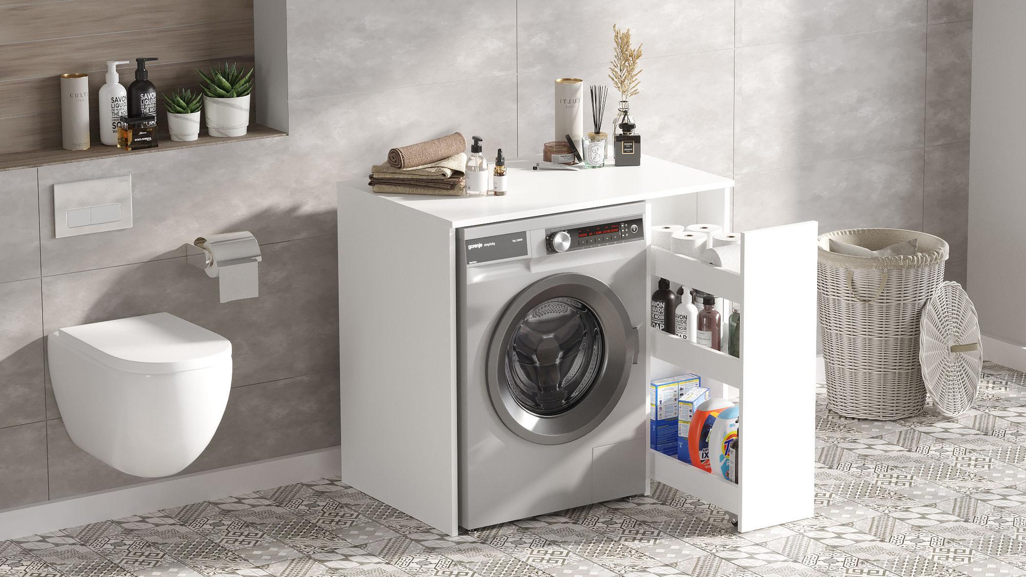 Washing machine cabinet with shelf White 94.5cm x 88.3cm 2