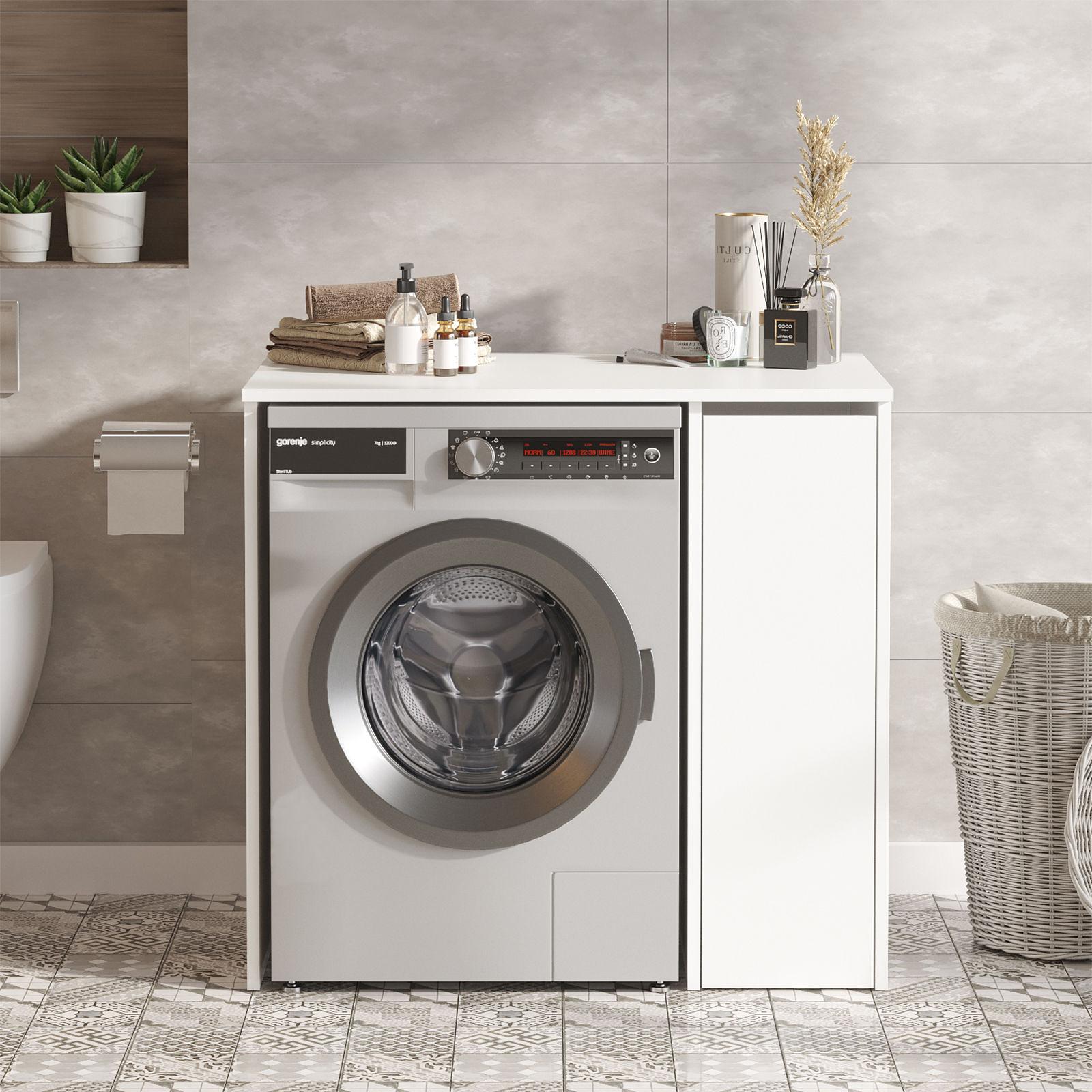 Washing machine cabinet with shelf White 94.5cm x 88.3cm 1