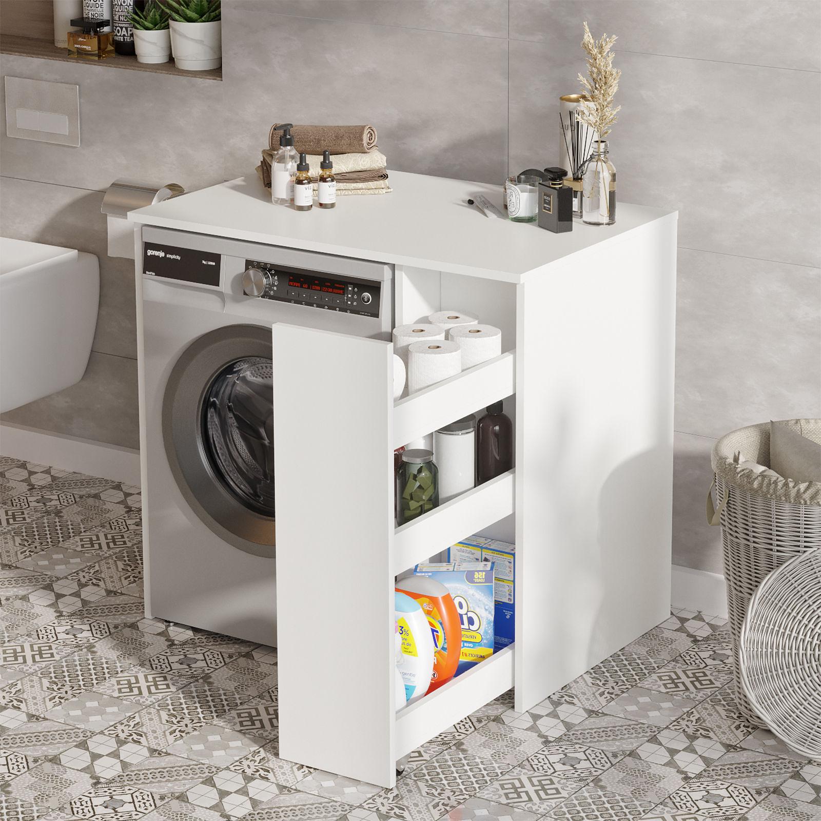 Washing machine cabinet with shelf White 94.5cm x 88.3cm 3