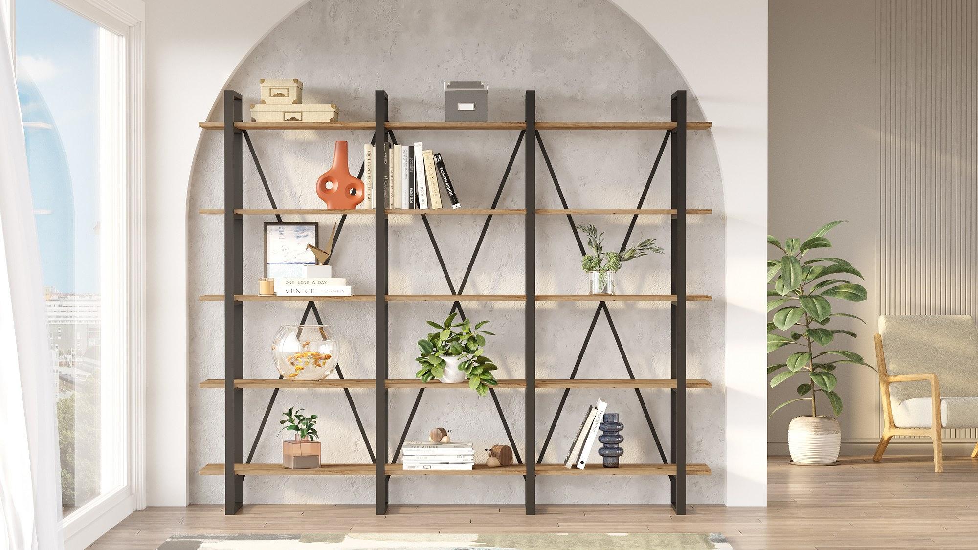 Bookshelf Brown Black 219.6cm 2