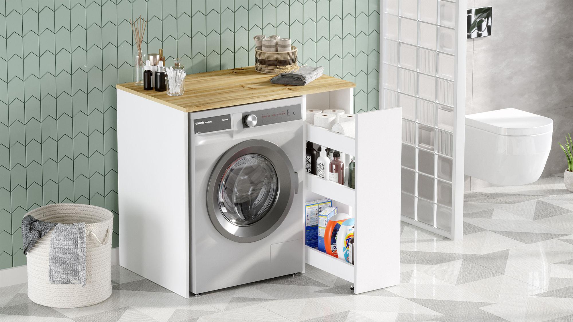Washing machine cabinet with shelf Walnut brown 94.5cm x 88.3cm 3