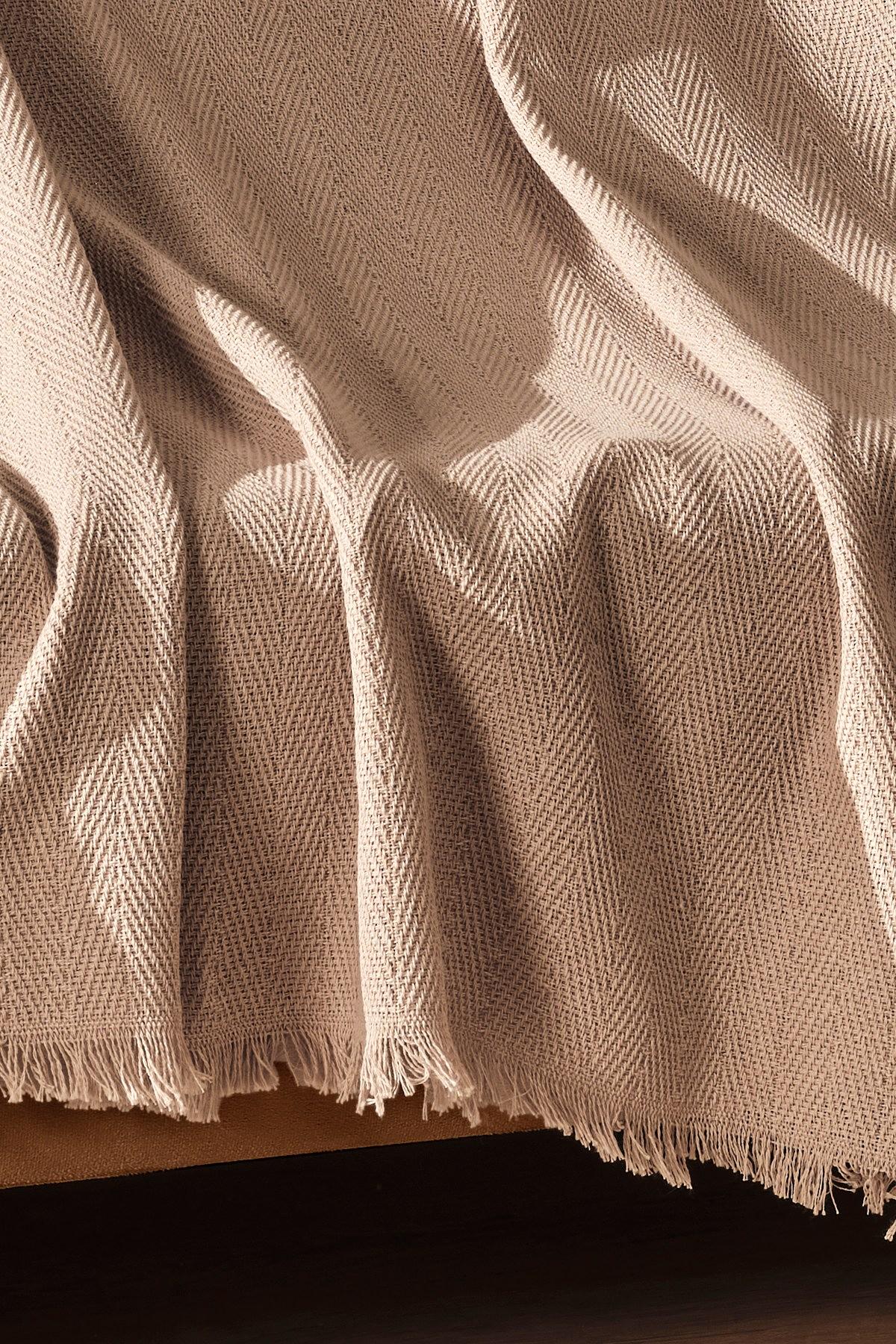 Plaid in cotone riciclato beige 1
