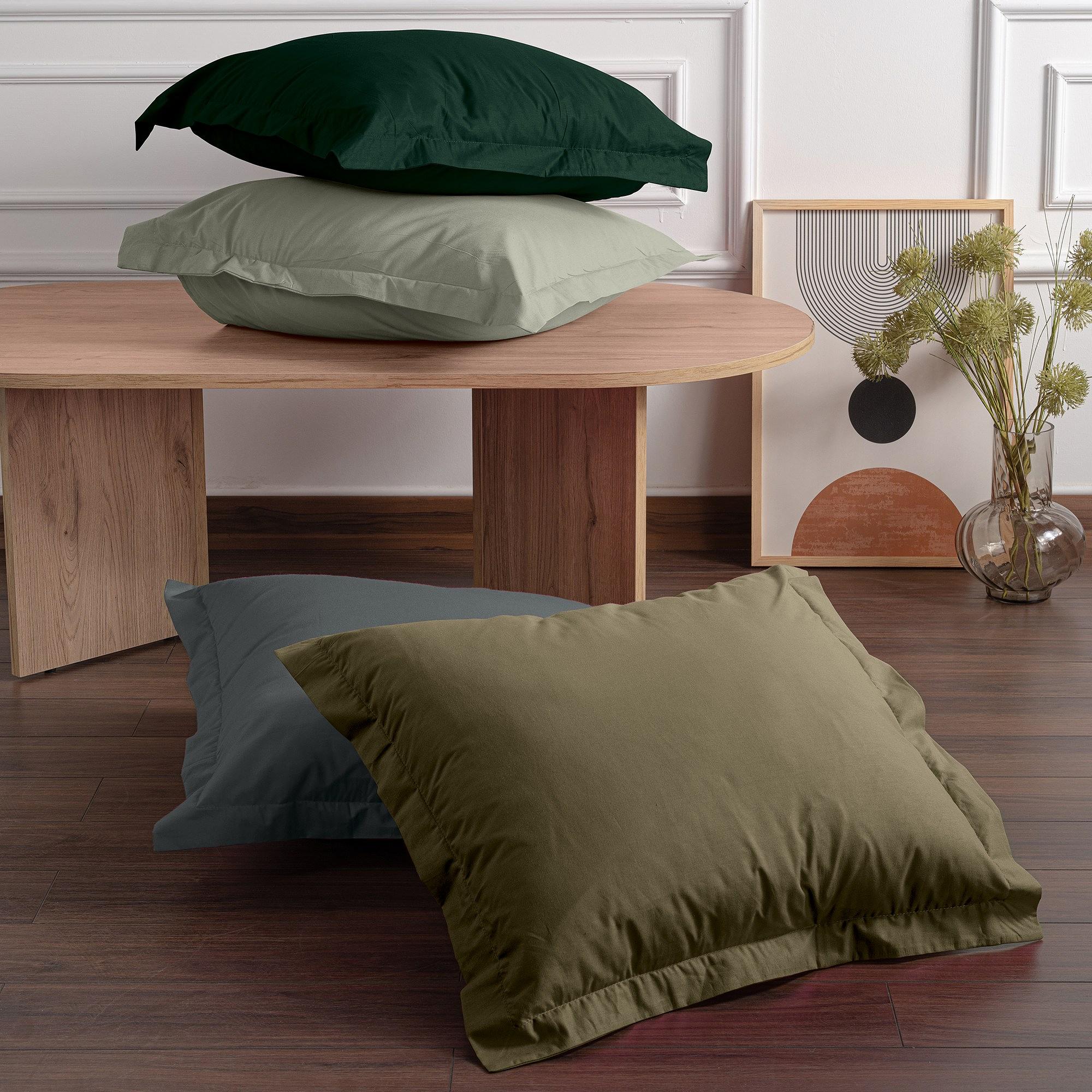 2x Pillowcase Ranforce Cotton Dark Grey 1