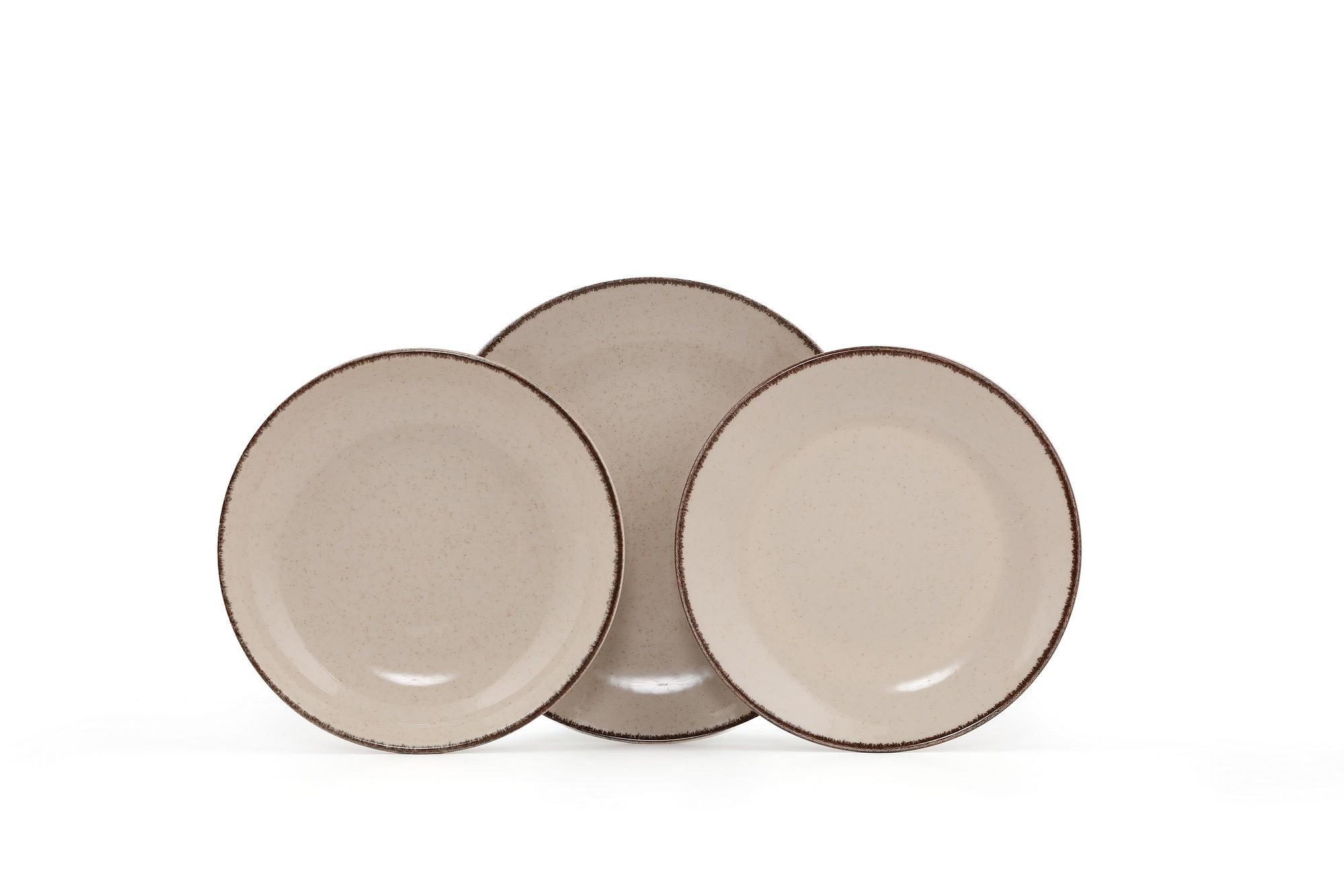 Plate set 18-piece Porcelain Cinnamon brown 9