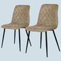 2x Chair Microfiber Used Look Beige 0