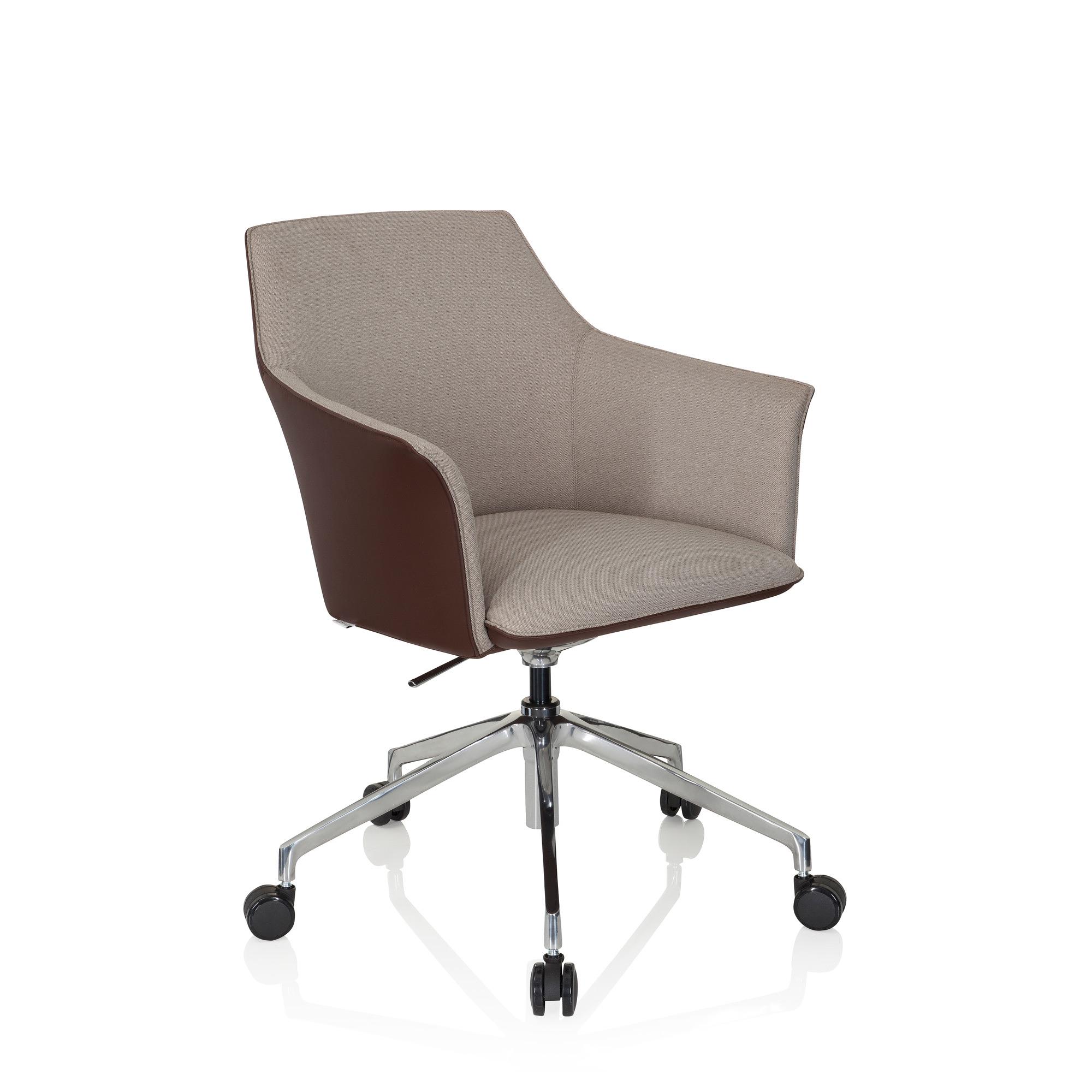 AREZZO Office chair Swivel with castors Faux leather Beige/Brown 3