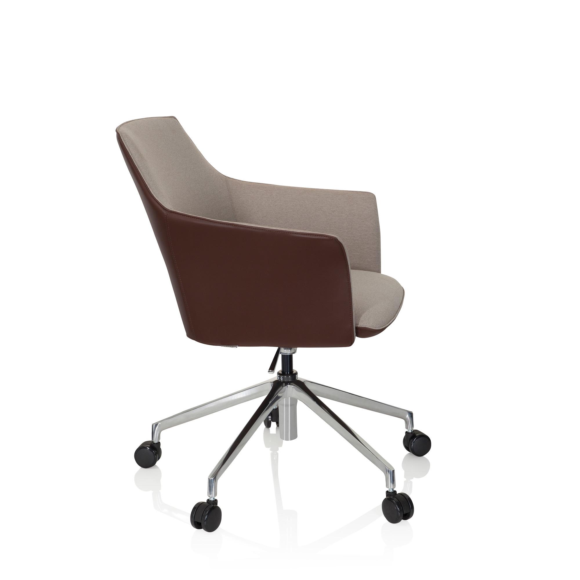AREZZO Office chair Swivel with castors Faux leather Beige/Brown 5