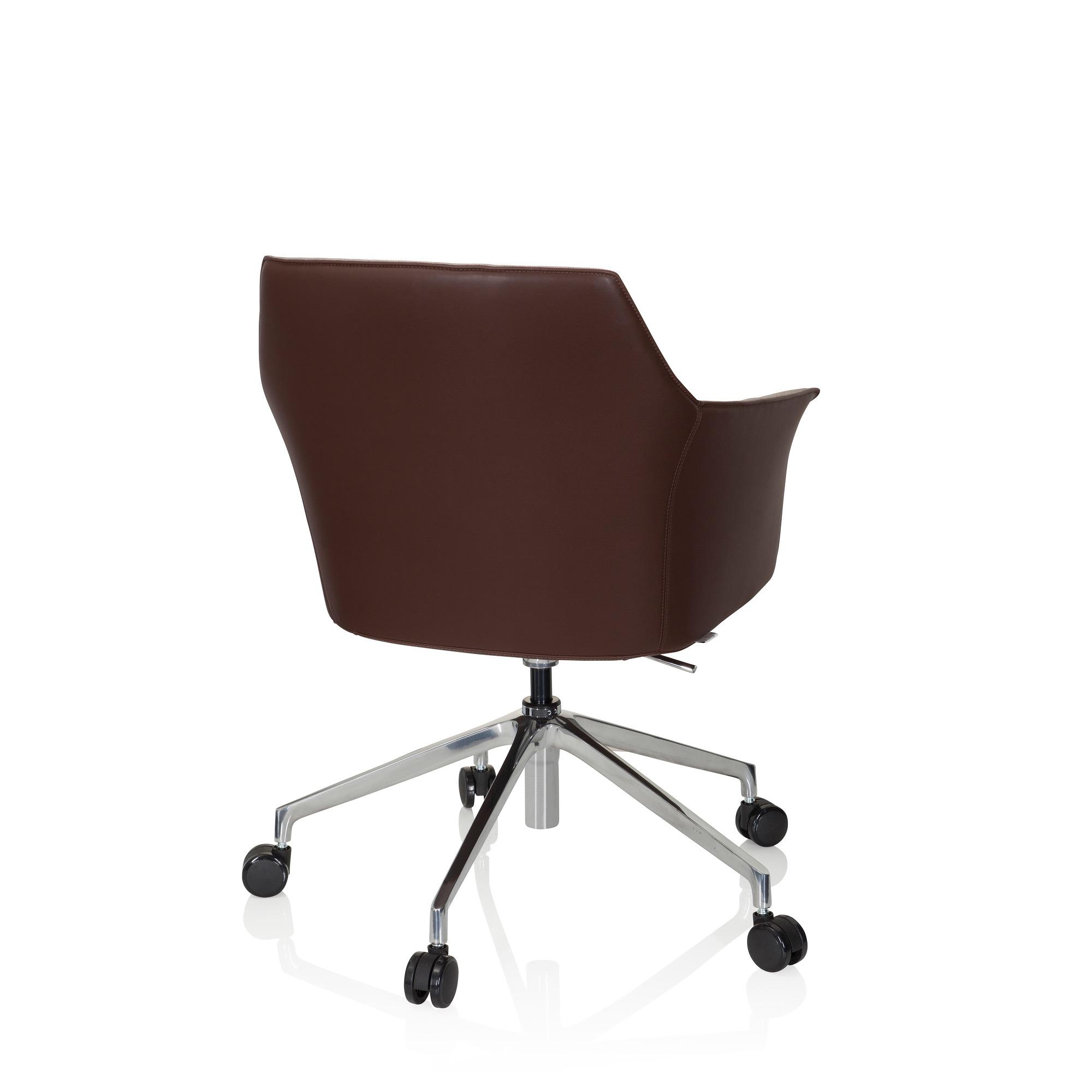 AREZZO Office chair Swivel with castors Faux leather Beige/Brown 7