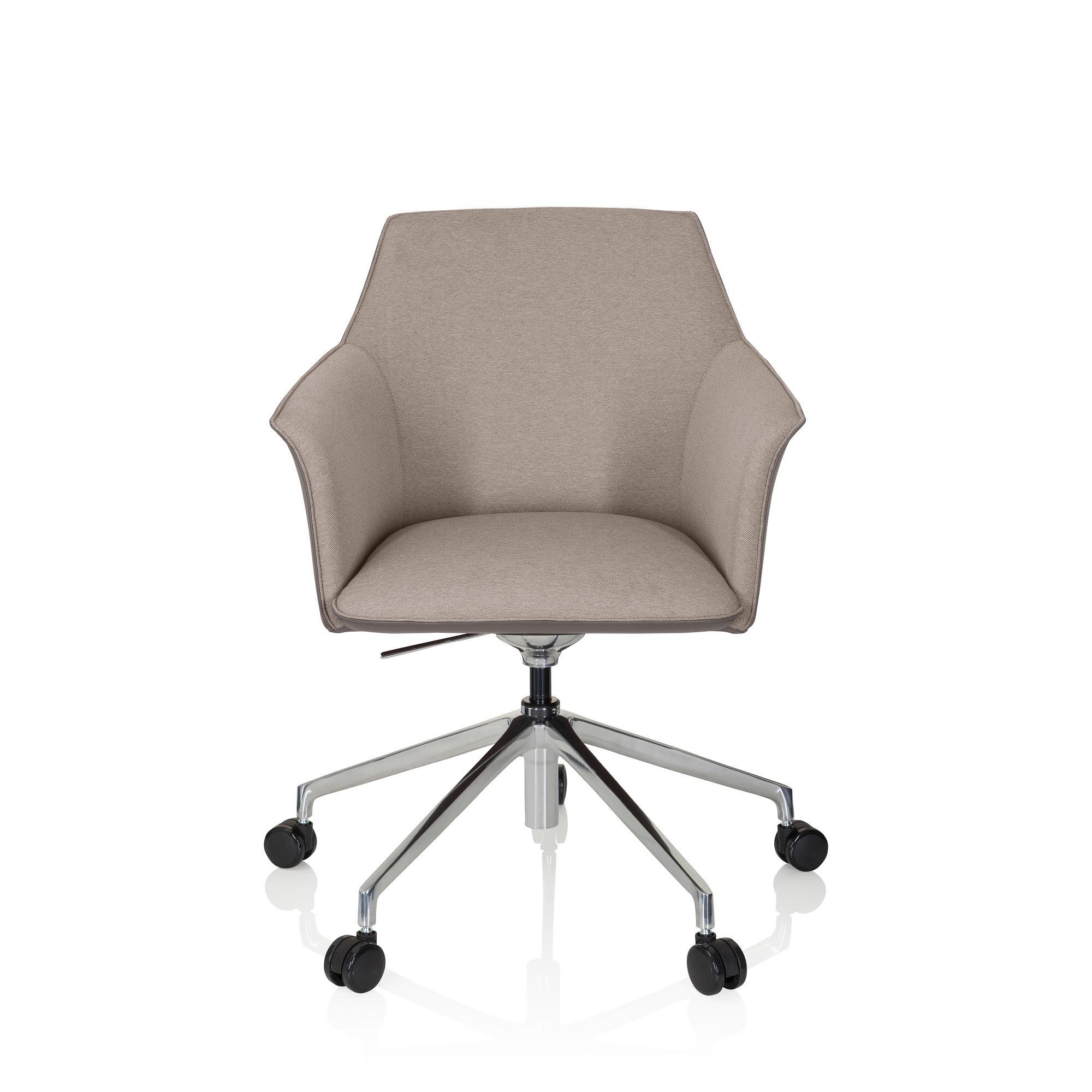 AREZZO Swivel office chair with castors Faux leather Beige/Taupe 0