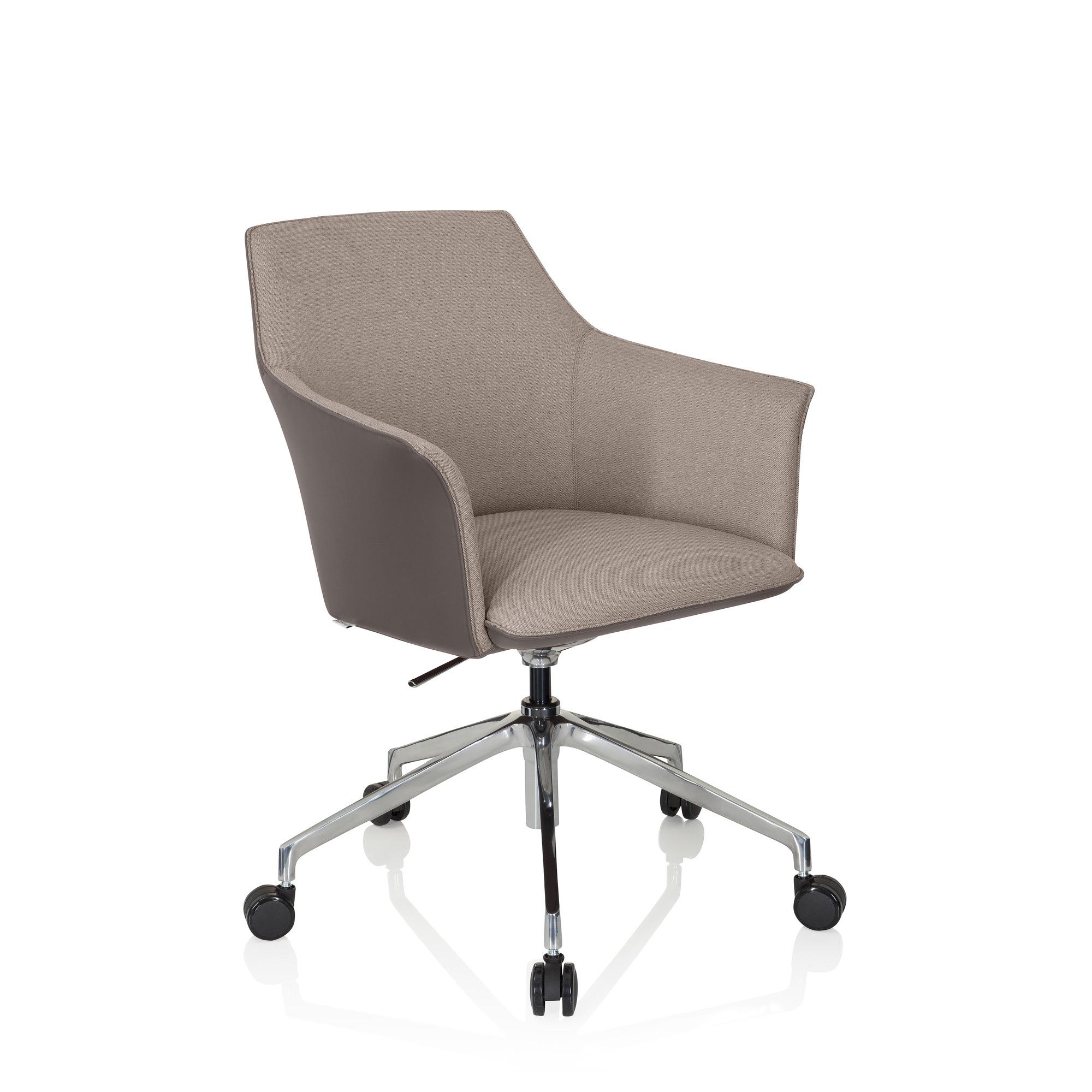 AREZZO Swivel office chair with castors Faux leather Beige/Taupe 3